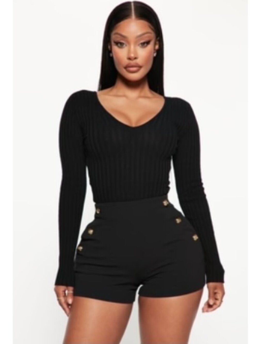 NWT Fashion Nova Kallan Knit Sweater Top (Black)